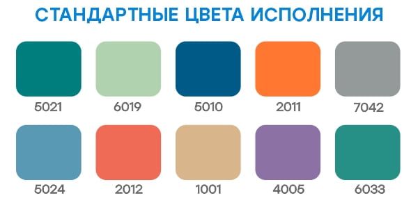 Стандартные цвета исполнения гинекологических комбйнов Zerts
